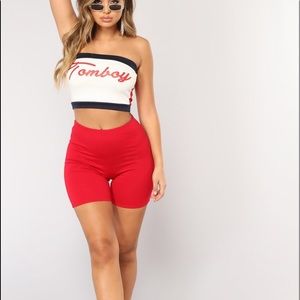 FashionNova Red Biker Shorts
